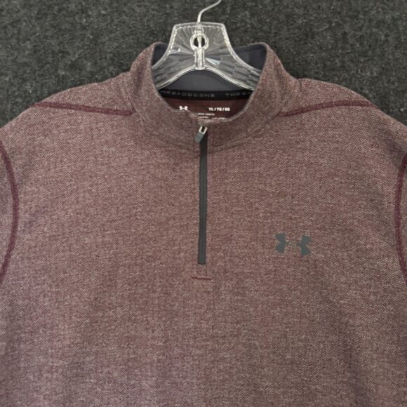 Under Armour Pullover Men's XL Burgundy Quarter 1/4 Zip HeatGear Threadborne - Picture 2 of 6